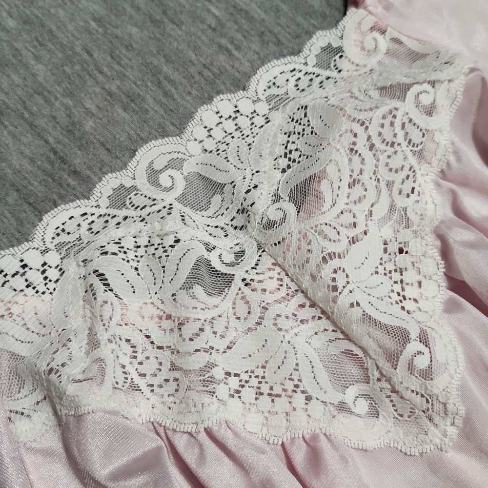 Vintage Union Made Lacey Lingerie Pink Chemise Slip Dress Nightgown - Picture 11 of 12
